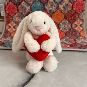 Jellycat Cream Bunny with Red Heart